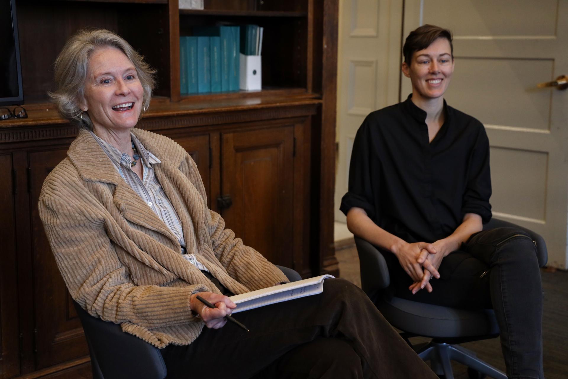 Mary Morton, left, and Caroline Woolard teamed up for a discussion of curatorial strategies and much else. 