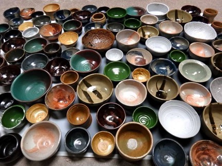 A wide range of handmade bowls in all shapes, sizes, and colors.
