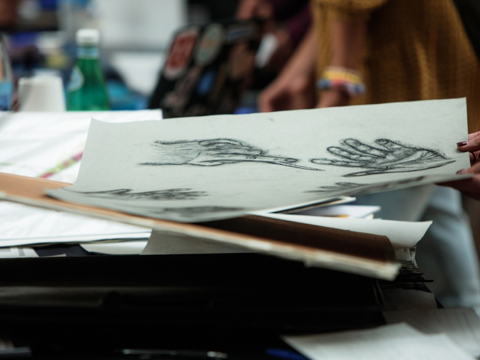 Image of student sketchbook during National Portfolio Day 