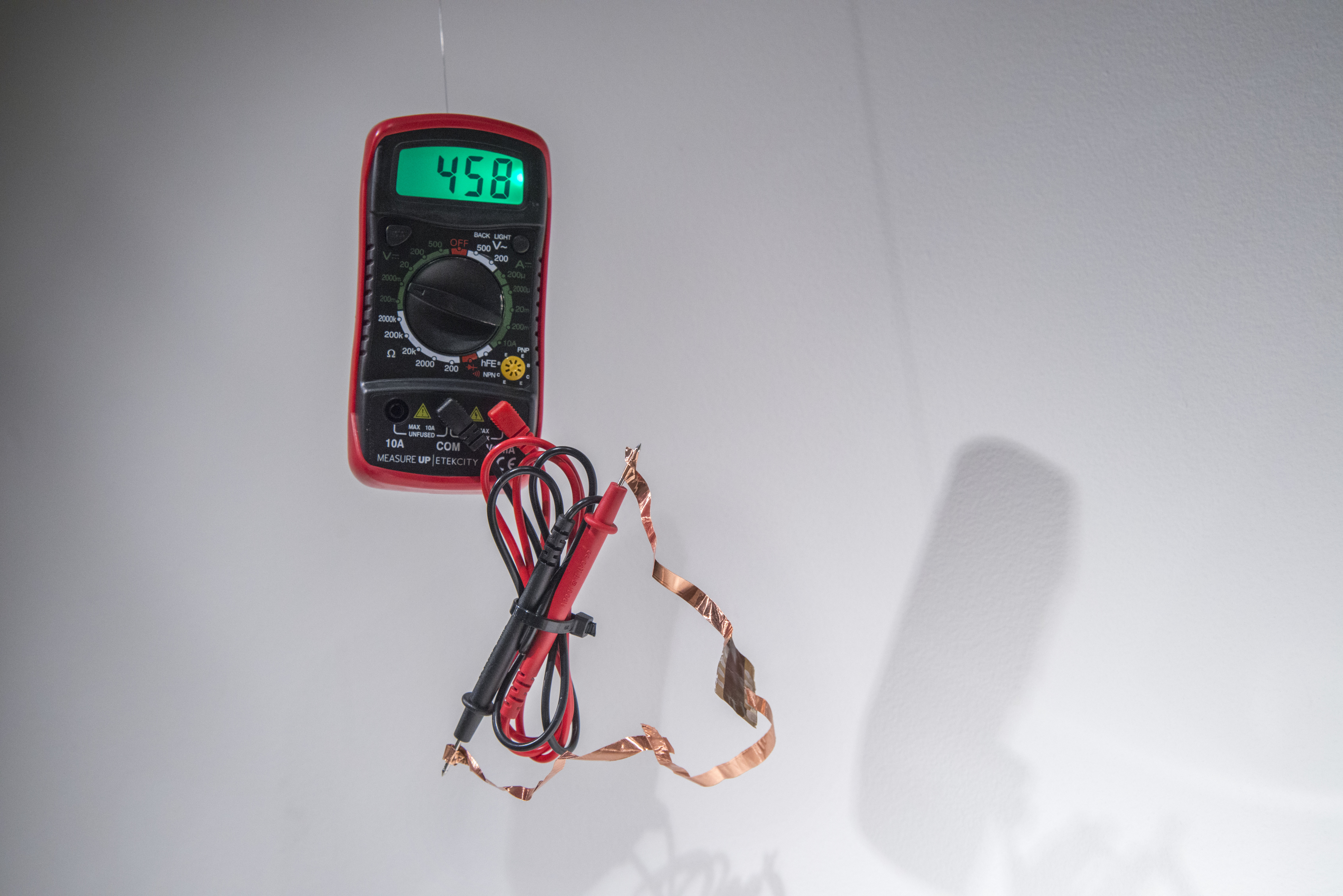 Cellulose solar paper hooked into a voltage meter