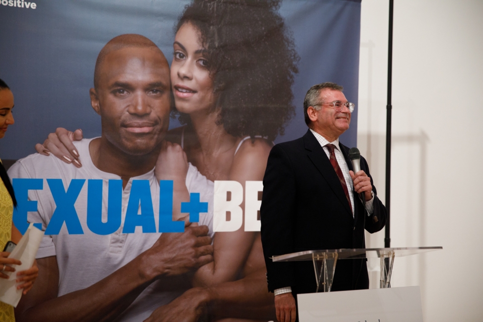 Michael Kharfen of the D.C. Department of Health speaks at the Sexual+Being campaign launch event Thursday. (William Atkins/GW T