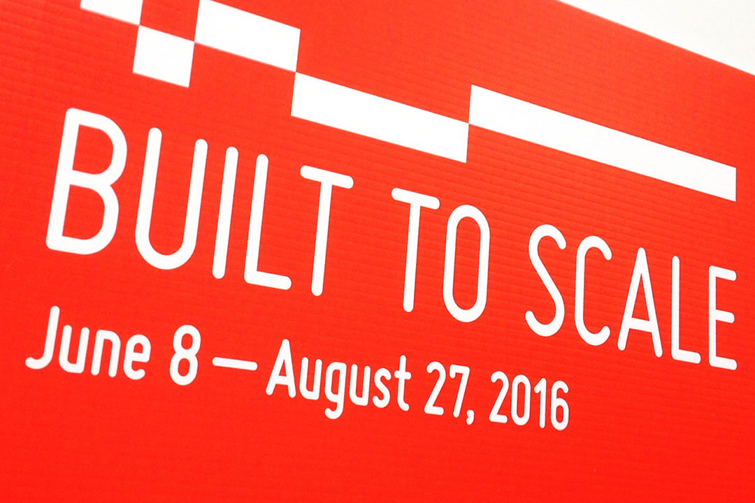 The Built to Scale Exhibition poster with dates