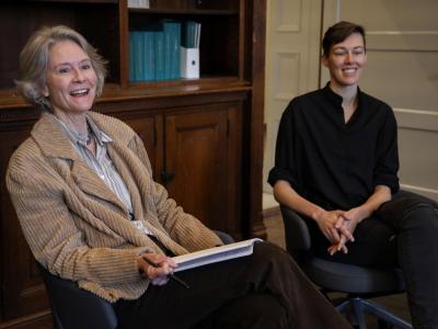 Mary Morton, left, and Caroline Woolard teamed up for a discussion of curatorial strategies and much else. 