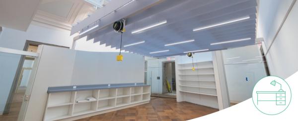 Empty exhibit space in the flagg building