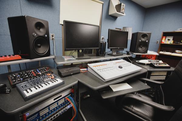 Equipment in a music studio
