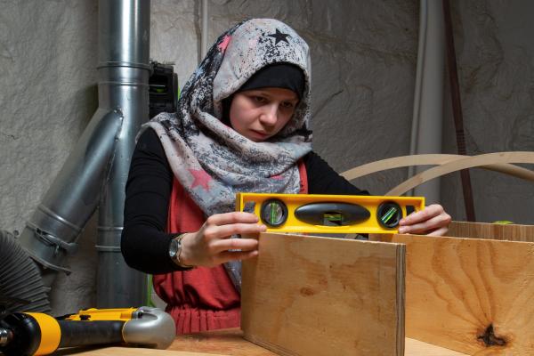 Student working in Wood Shop