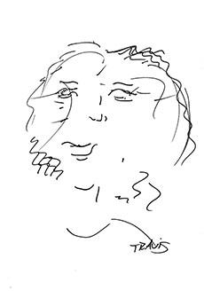 hand drawn sketch of bibiana obler by student, Travis Beauchene
