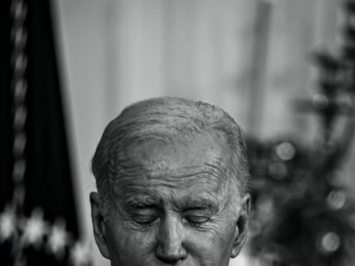 President Joe Biden pauses to think following a question from the press regarding his son, Hunter Biden, at the White House on November 9, 2024.