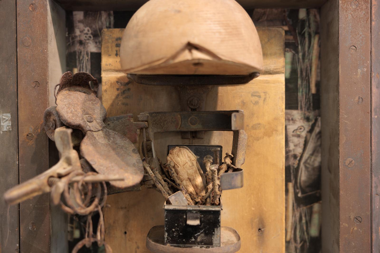 Surface of Consciousness” by Judith Goodman Judith Goodman’s “Surface of Consciousness” is an assemblage sculpture made of wood, paper, metal, wire and plaster. (William Atkins/GW Today)